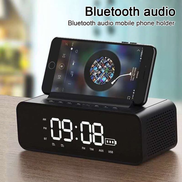 Hemma Bluetooth stereo mobiltelefonhållare LED spegellarm black