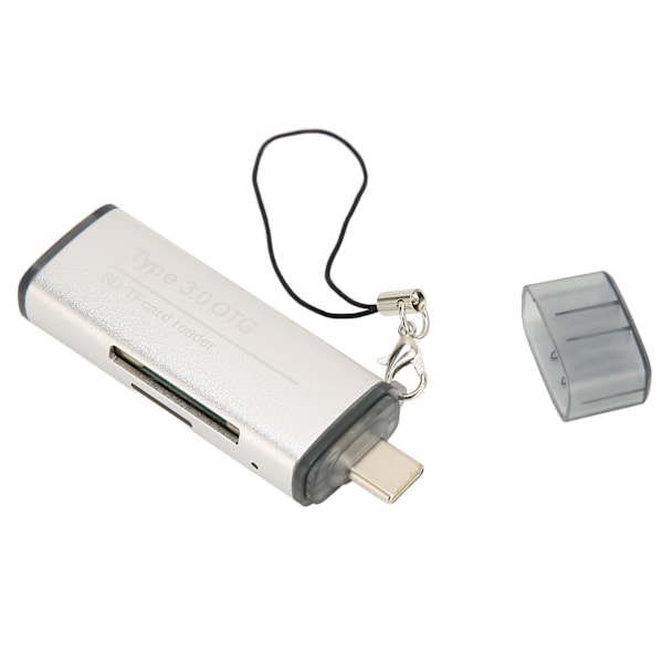 Minneskortläsare Plug and Play Aluminiumlegering USB C 3.0 OTG Lagringskortläsare med Snoddhål för Windows för LINUX