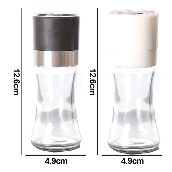 Salt och peppar shakers Elegant med klar glasbotten white + black