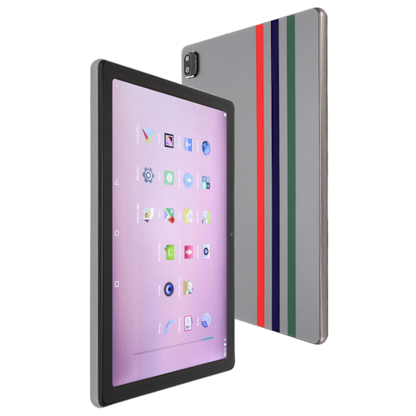 10-tums Tablet 6G RAM 256G ROM Stöd för 4G-nätverkssamtal 5G WIFI Dual Band Tablet PC för Android 11 100‑240V Grå EU-kontakt