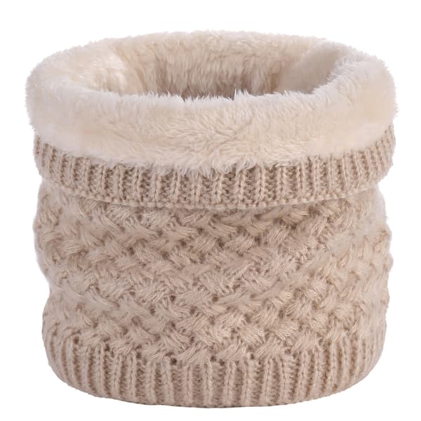Vinterstrikket evighetsskjerf med polarfleece halsvarmer for barn, jenter/gutter cream-coloured