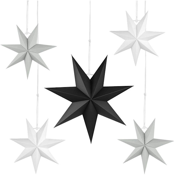 Faltstern Weihnachten, 7 Zacken Faltsterne Schwarz 5 Stück, 2