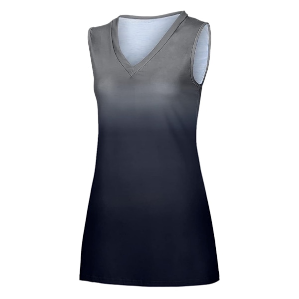 Dam Tanktoppar V-ringad T-shirts Ärmlösa Toppar Blommiga Sidoslitsar Tanklinnen 130-tank Ombregrey XX-Large