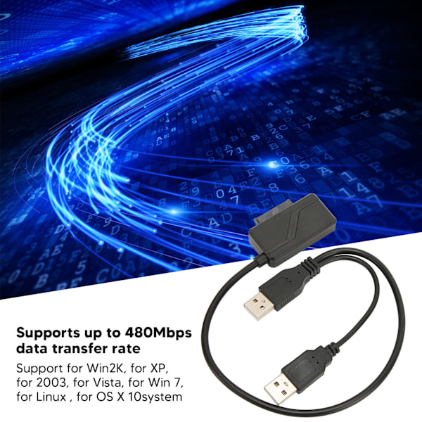 Slimline SATA Laptop Adapterkabel USB till SATA Adapter för CD DVD ROM-enheter Hög kvalitet Hållbar Stabil USB-driven kabel Kompatibel med extern
