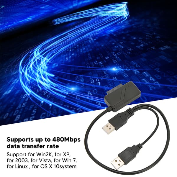 Stabil USB-drivenhetskabel Slimline SATA Laptop Adapterkabel USB till SATA Adapter Hög kvalitet Hållbar Ingen extern strömförsörjning Kompatibel med extern