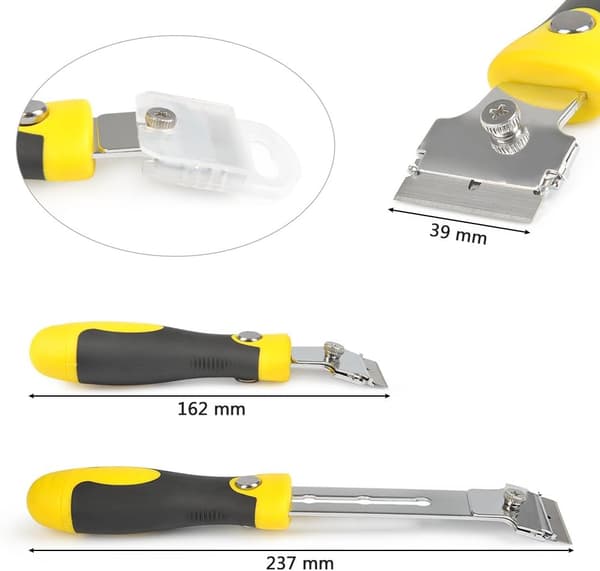 Justerbar skrapa för att ta bort kakellim med 2 extra blad Metall