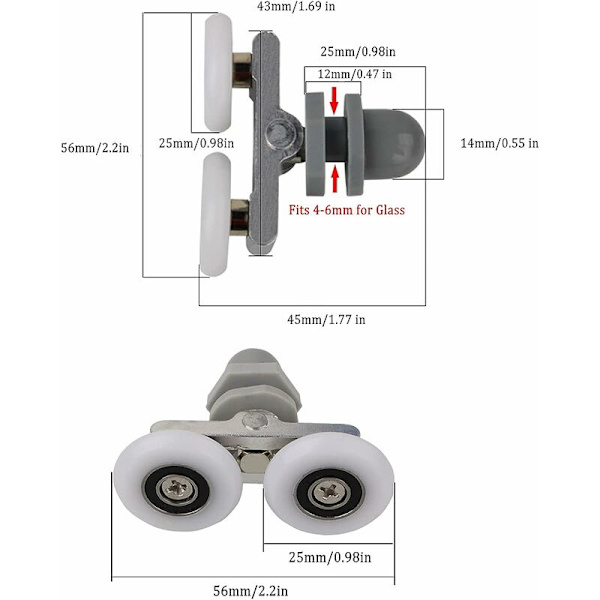 Dubbla Duschdörrsrullar Duschdörrsrullar Skjutrullar Ba