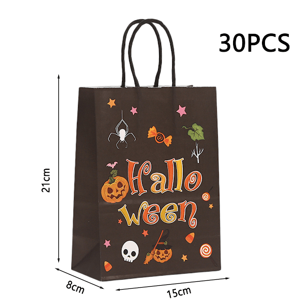 30 st Halloweenpåsar Små Boo-påsar Kraftpapper 30 st Silkespapper Godis Presentpåsar för Halloweenfest Barn Tema Födelsedag Baby Shower Party Style 1