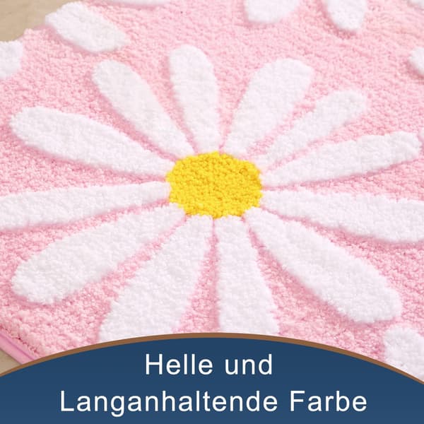 Søt Margeritt Badmatte Sklisikker Vaskbar Hvit og Gul Blomst