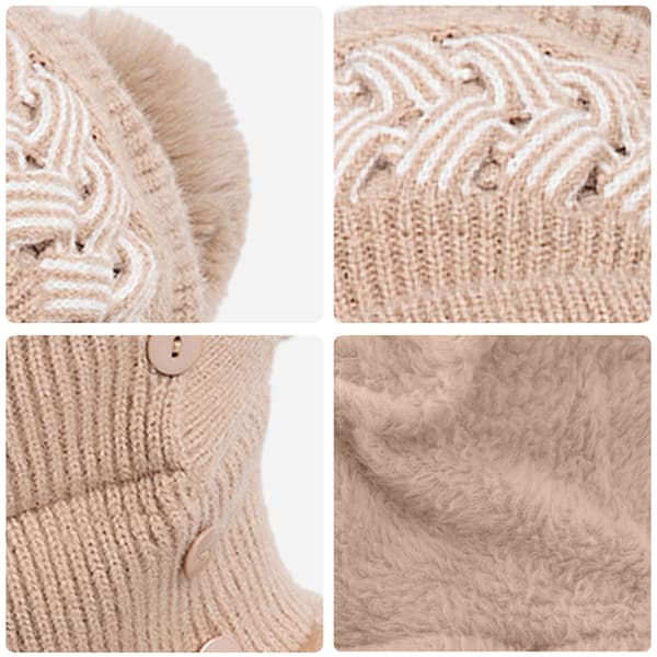Vinter Damtröja Mössa Dam One-Piece Beanie Mössa Halsduk Mask Varm Vinter Stickad Mössa Tjock Skidmössa