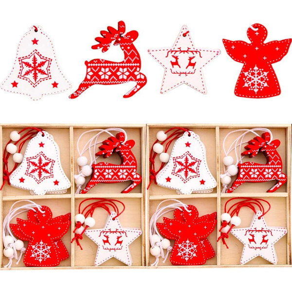 Weihnachtsbaumschmuck 24 Stück Holz Weihnachten Anhänger