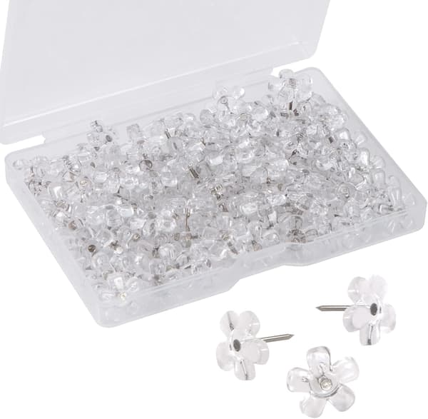 Transparente knappenåler i blomsterform, dekorative push-pins for DIY