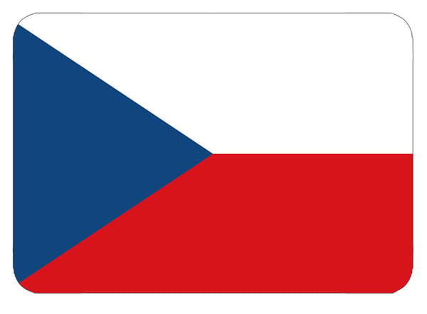 Tsjekkisk flagg kjøleskapsmagnet: 6,7 cm lang og 4,7 cm bred