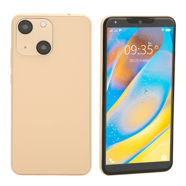 6.0 Tum HD IPS Skärm Smartphone 1G RAM 8G ROM Dubbla SIM Ansiktsupplåsning Telefon för Android 10 100-240V Guld EU-kontakt