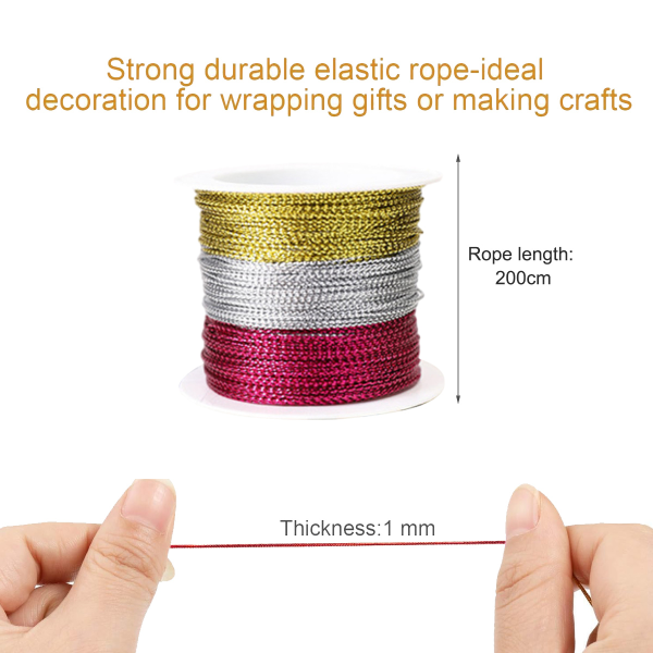 4 Rolls Metallic Elastic Cords Stretch Cord Ribbon Metallic