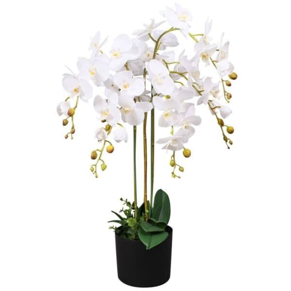 vidaXL Kunstig orkideplante med potte 75 cm hvit