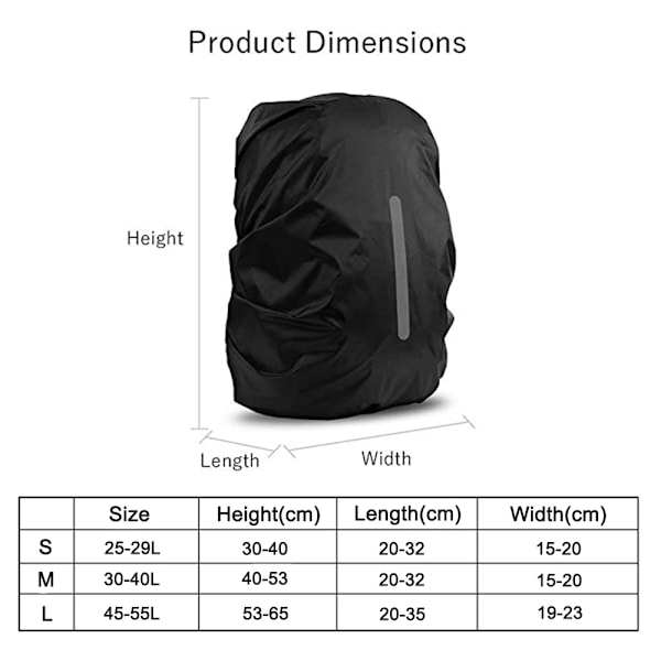 2-pack Vattentät Regnöverdrag för Ryggsäck, Reflex Ryggsäck Regnöverdrag för Anti-damm/Anti-stöld/Cykling/Vandring/Camping/Resor/Utomhusaktiviteter