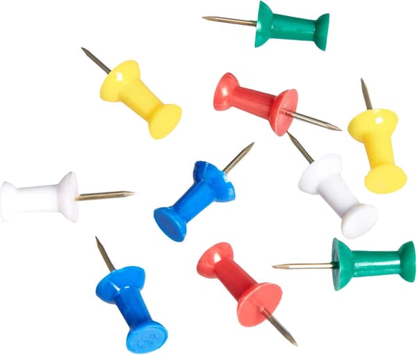 100 kpl teräväkärkisiä push-pinnejä, Sekalaiset värit