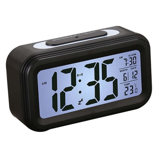 Väckarklocka, elektronisk digital morgonväckarklocka med stor LCD-skärm