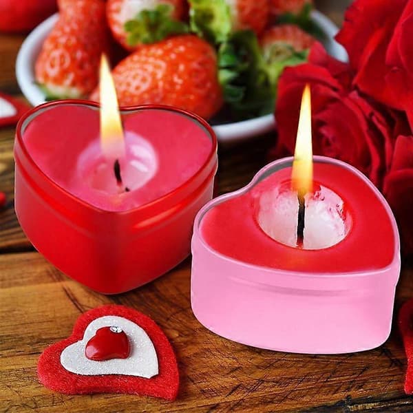 12-pakning 2 oz Valentinsdag Hjertebokser med lokk Bulk Hjerte Stearinlysglass Valentine Stearinlysbeholdere, for stearinlysfremstilling
