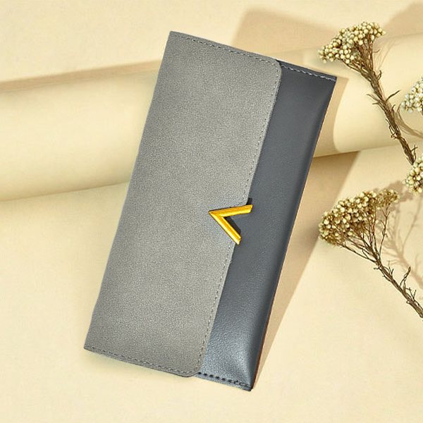 Slim tunn PU-läder kreditkortshållare Bifold Clutch Wallets