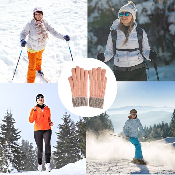 Vinter Touchscreen Stretch Termiska Magiska Handskar Varma Ullstickade Tjocka Fleecefodrade pink