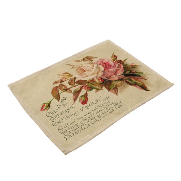 Växtblommor Målningsbordsunderlägg Bomull Linned Placemat för