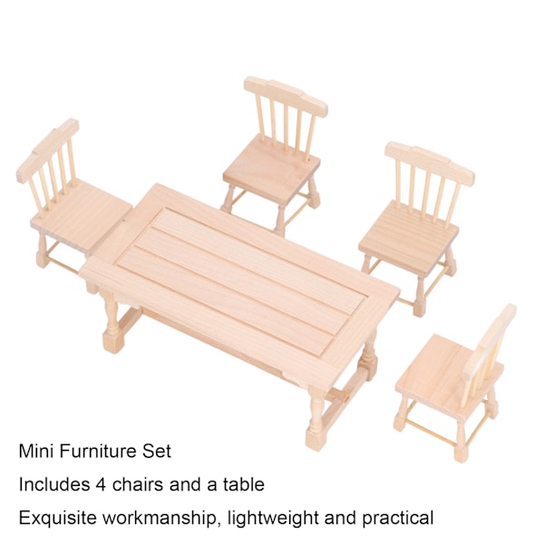 Miniatyr Matsalsset För Dockhus, Realistisk Design Trämöbelmodell Miljövänligt Material Robust Konstruktion Inredningsmodell Möbler (5 st)