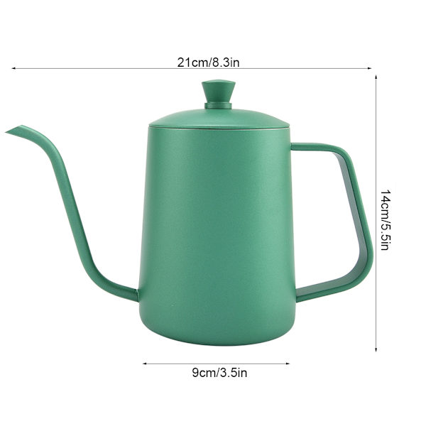 600 ml rostfritt stål kaffekanna gåshals pip tekanna med