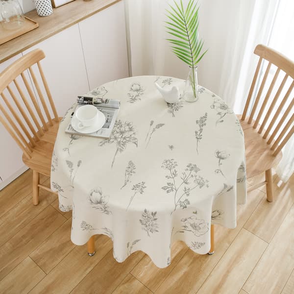 150 cm beige trykt rund dug til rundt bord, spisebord