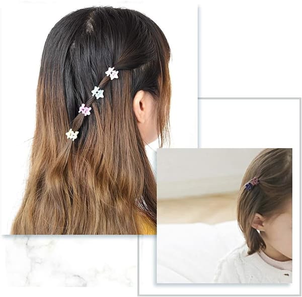 90 st (flerfärgad) Mini hårklämmor Blomhårklämmor för