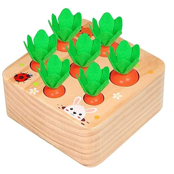 Trä Montessori leksak, morotsleksak, trä sorteringsspel för