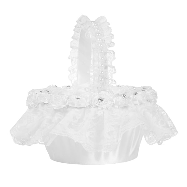 Elegant stor bröllopsblomkorg med vit spets