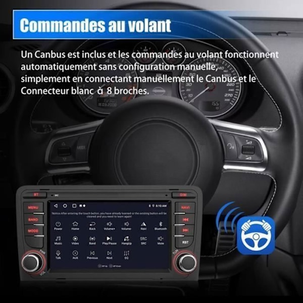 AWESAFE Android 12 Bilradio för Audi A3 8P/S3/RS3/Sportback med 7 tums pekskärm Bluetooth GPS FM RDS USB WiFi