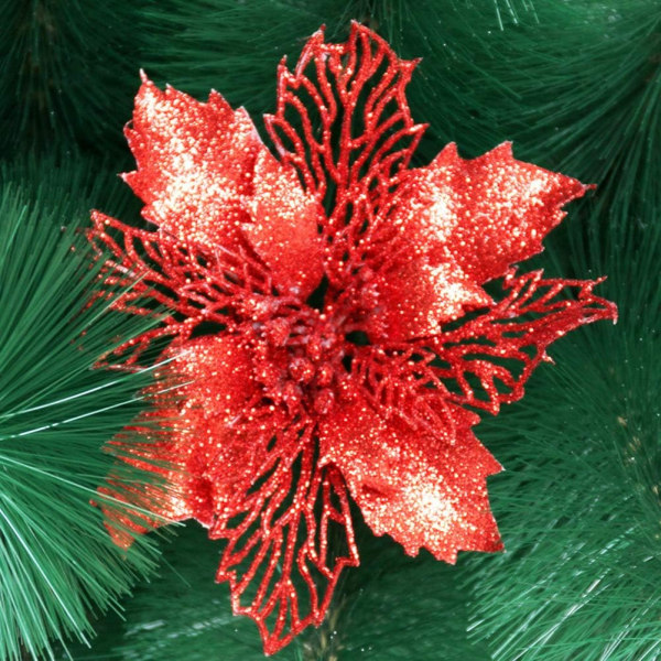 6 STÜCKE Künstliche Weihnachtsstern Blumen Weihnachten