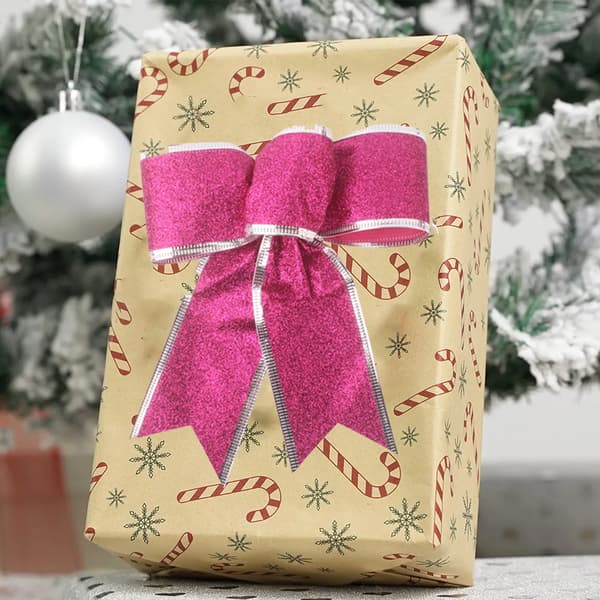 8 st Glitter Julkrans Rosett Julgransprydnader Rosetter för Juldekoration rose Red