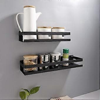 Badeværelse Væghylde 20-40cm Moderne Mat Sort Badeværelse Køkken Bruser Hylde 20cm