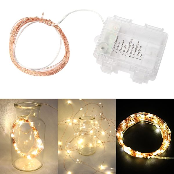 10M 100 LED-slingor Koppartrådslingor 8