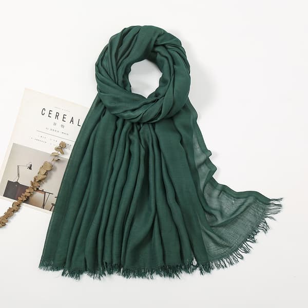 Skjerf for kvinner Bomull Lett Stor Lang Mull Skjerf Elegant Ensfargede Skjerf