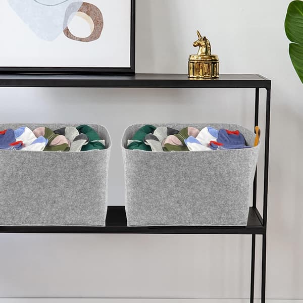 4 Stycken Filt Förvaringskorg 23X26cm, Rektangulär Vikbar Förvaring