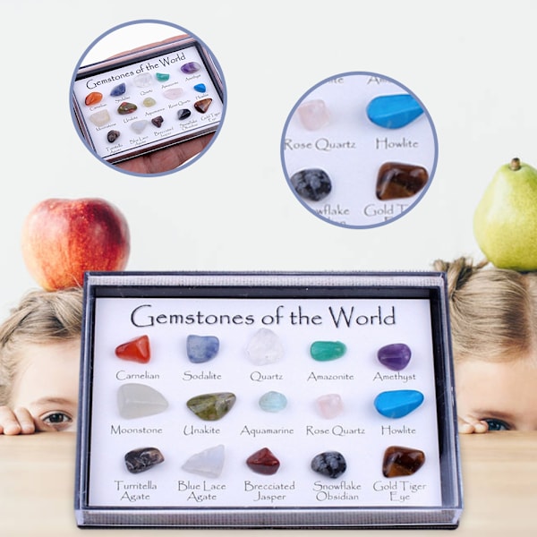 15 st Mini Naturlig Kristall Agat Stenar Mineraler Fossiler