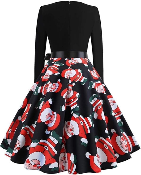 Julekjole til voksne - Cocktailkjole med julemandstryk, størrelse S, stil 2 stye 2 Size S