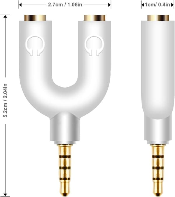 Stereo Headset Audio Splitter Kit, 3-Pin 3.5mm U-formet Plugg til 2