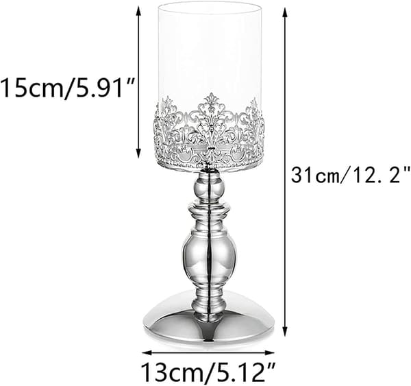 2 stk. Sølv Lysestaker for Pillarlys, Orkan Glass