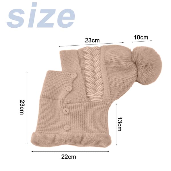 Vinter Damtröja Mössa Dam One-Piece Beanie Mössa Halsduk Mask Varm Vinter Stickad Mössa Tjock Skidmössa