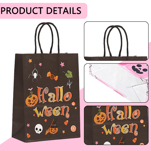 30 st Halloweenpåsar Små Boo-påsar Kraftpapper 30 st Silkespapper Godis Presentpåsar för Halloweenfest Barn Tema Födelsedag Baby Shower Party Style 1
