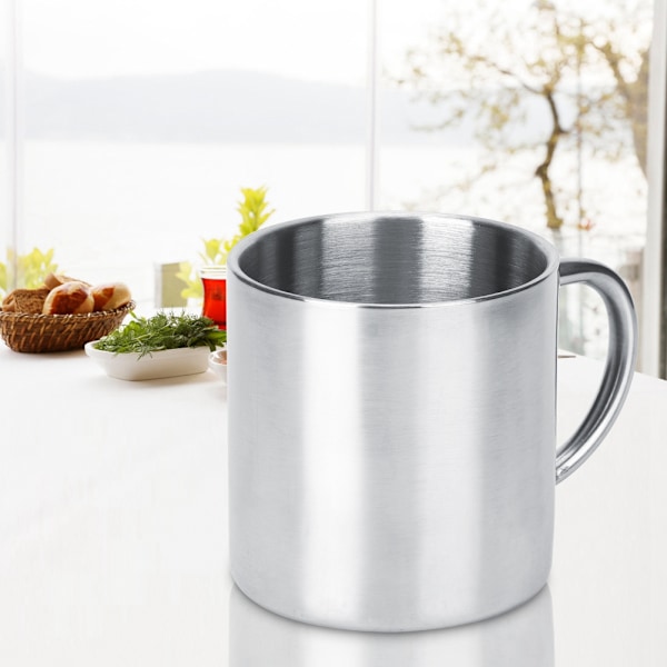 300 ml tjock dubbelväggig kaffekopp i rostfritt stål