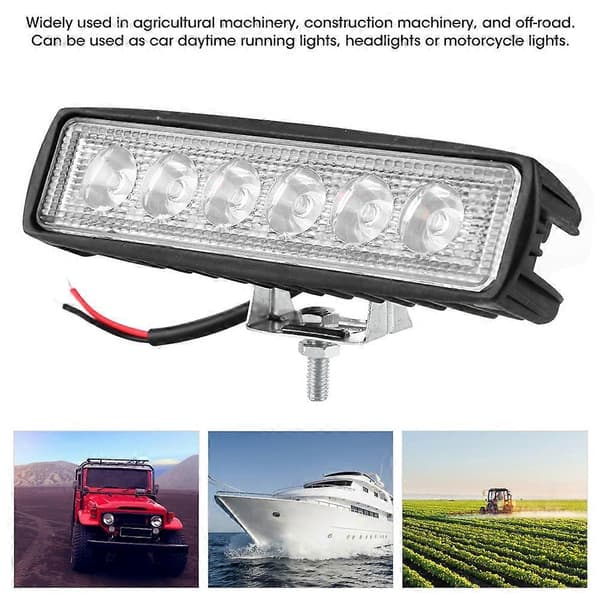 18W 800LM arbeidslys 6LED tåkelysstang for motorsykkel terrengbil lastebil