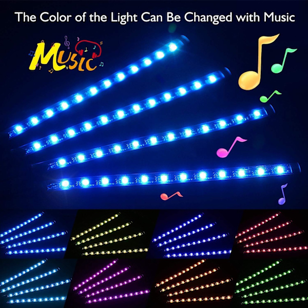 Golfbil Underglow Bluetooth APP Belysningssats, RGB Multi-Color
