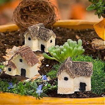 12 st Mini Husformade Ornament Resin Husmodell Mikro Landskapsdekoration